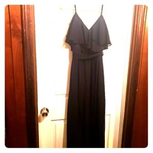 Long black dress with short slip